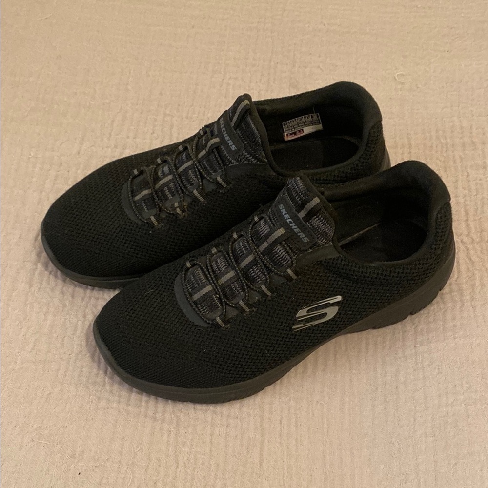 Skechers Black Mesh Slip-On Shoes. Super lightweight. Size 7.5